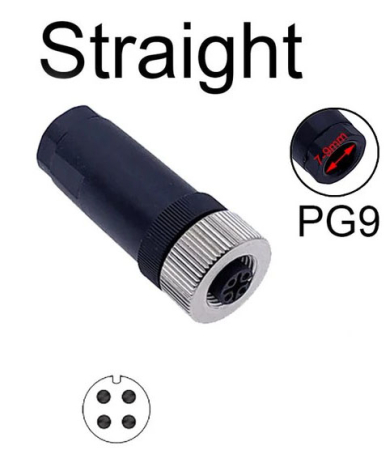 Разъем датчика M12, Straight Female PG9 4C